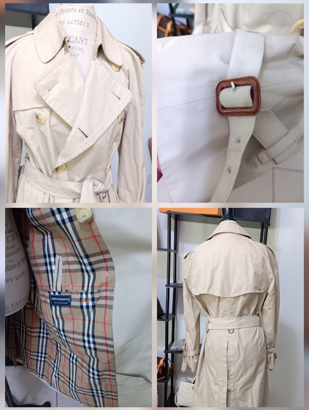 Vintage Burberrys Double Breasted Trench Coat Nova Check M/L - Picture 7 of 13